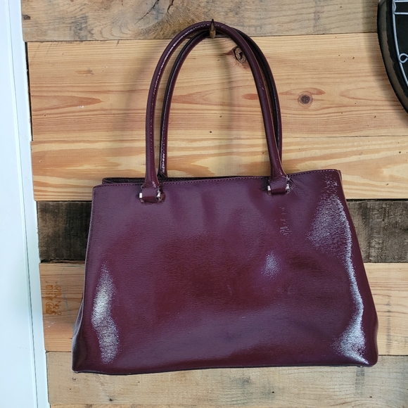 Patent Berry Plum Leather Satchel - Picture 2 of 10